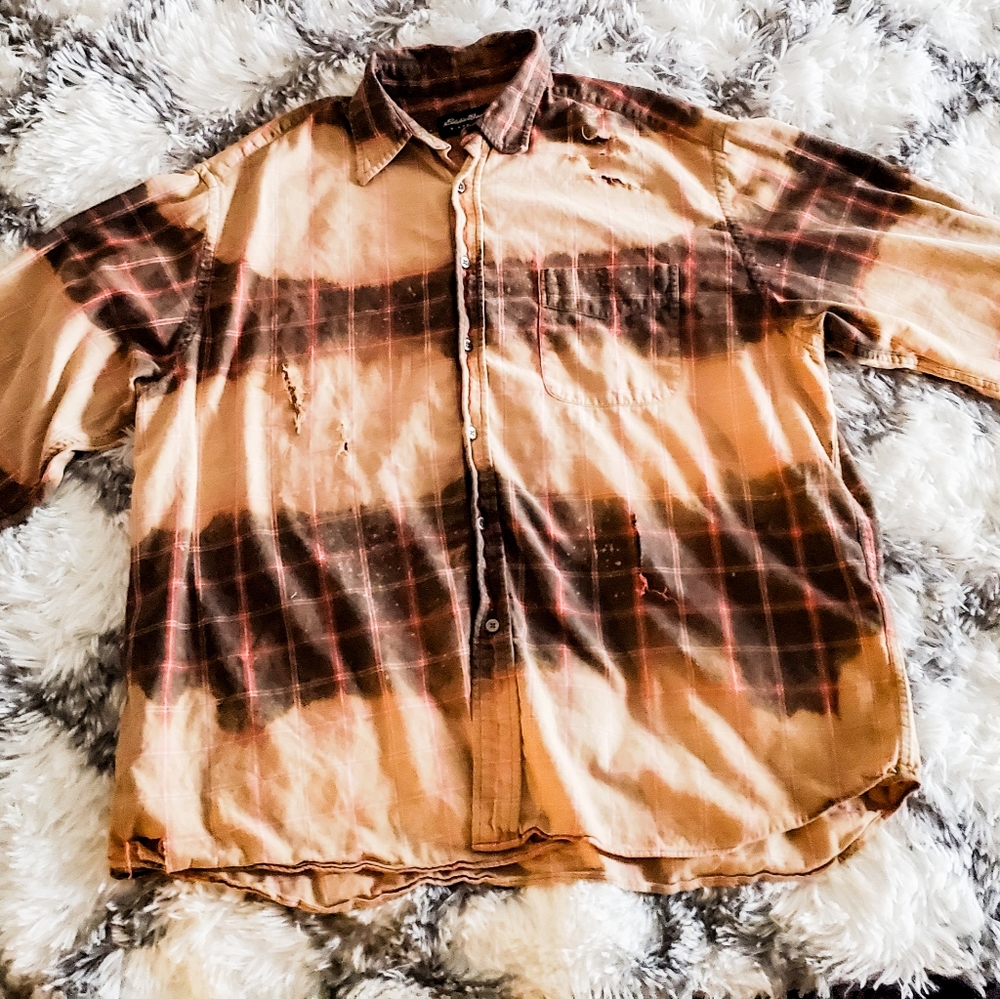 Bleached and distressed flannel